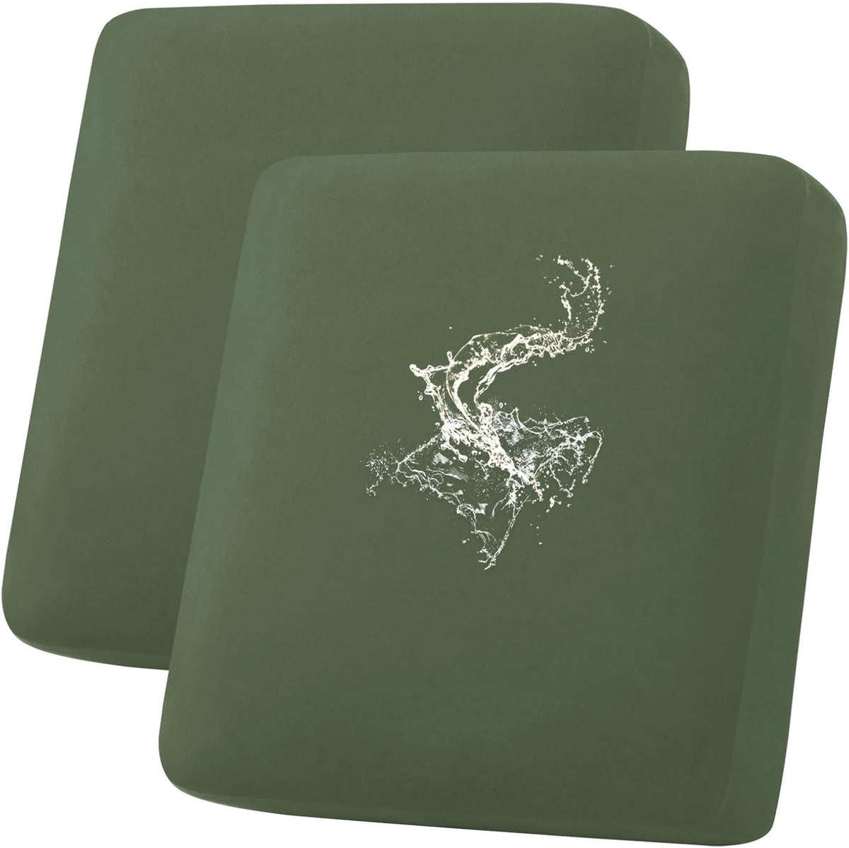 hyha Waterproof Couch Cushion Covers, Stretch Sofa Couch Seat Slipcover for Dog Washable, Non-Slip Waterproof Outdoor Cushion Covers for Patio Furniture Replacement (2 Pieces, Bronze Green)