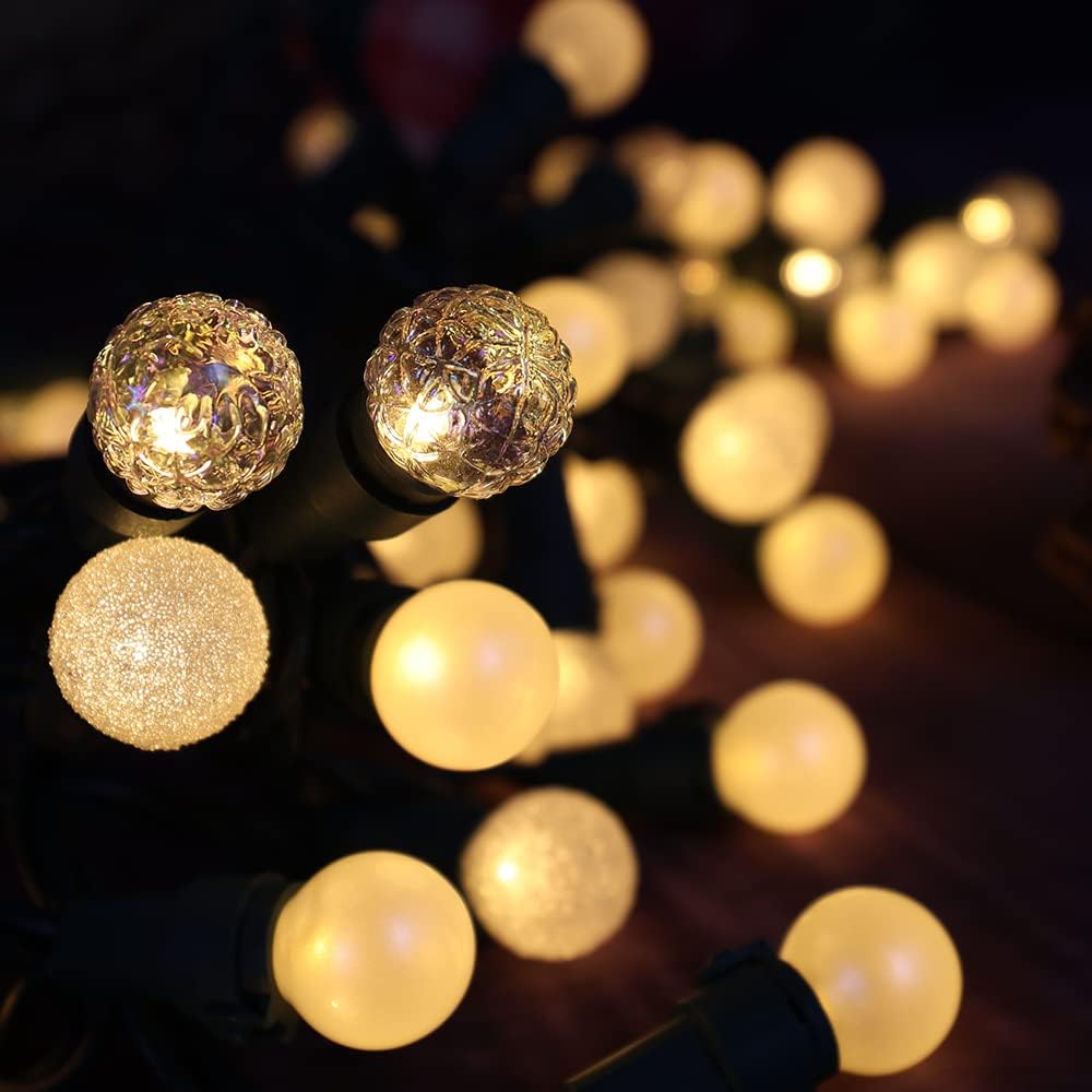 Christmas Lights Warm White 70 LED G15 Glass Blubs Globe String Light Plug in ETL Certified Outdoor Indoor String Light for Holiday Party Christmas Tree Patio Party Garden Yard Gazebo Wedding Decor