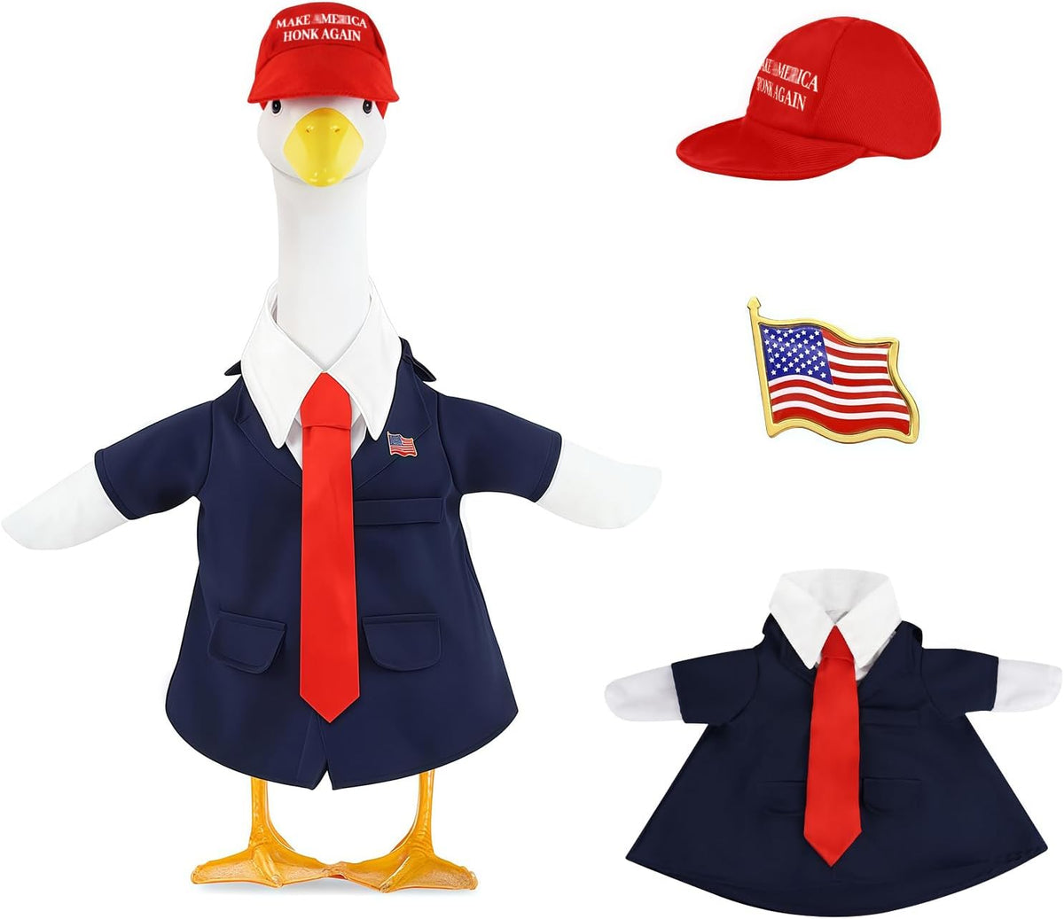 3 Pcs Porch Goose Outfits, for 23-28 Inch Porch Goose,Patriotic Costume for Plastic/Cement Statue for Outdoor Courtyard Garden Terrace Art Decoration (Patriotic Costumes)