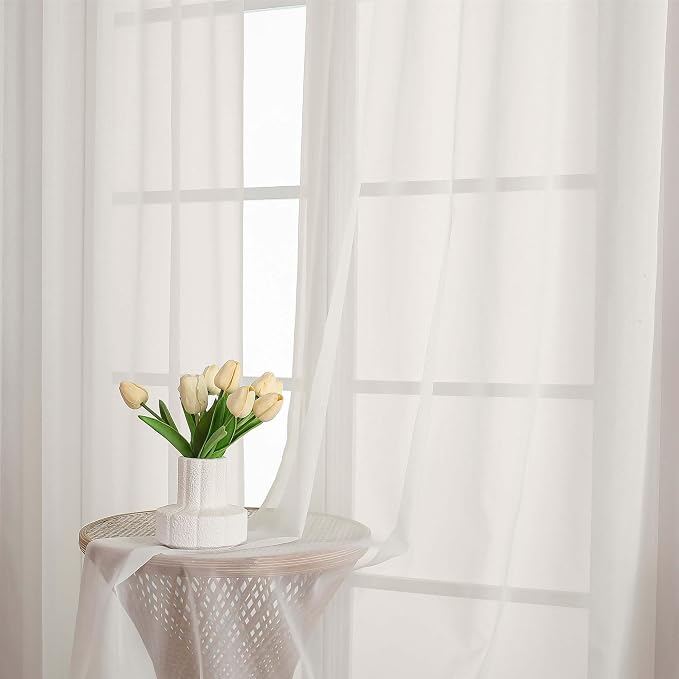 Ivory Sheer Curtains 78 Inches Long 2 Pcs, Rod Pocket Light Filtering Bedroom - Image 8