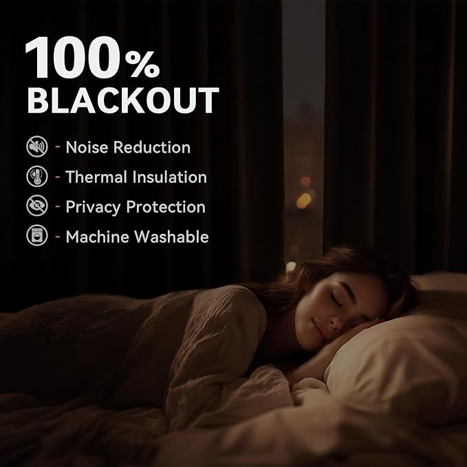 100% Blackout Linen Textured Curtains 72 Inch Long, Light Blocking, Thermal - Image 3