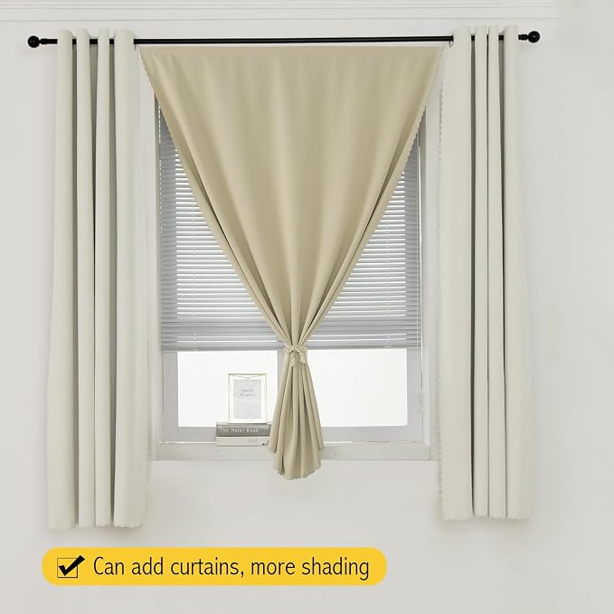 Thermal Blackout Curtains with Self Adhesive Tape No Rod No Drill Easy Install - Image 8
