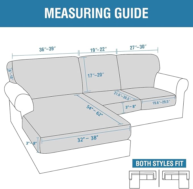 H.VERSAILTEX 2025 New Sectional Couch Covers 6 Pieces Stretch Sofa Covers - Image 3