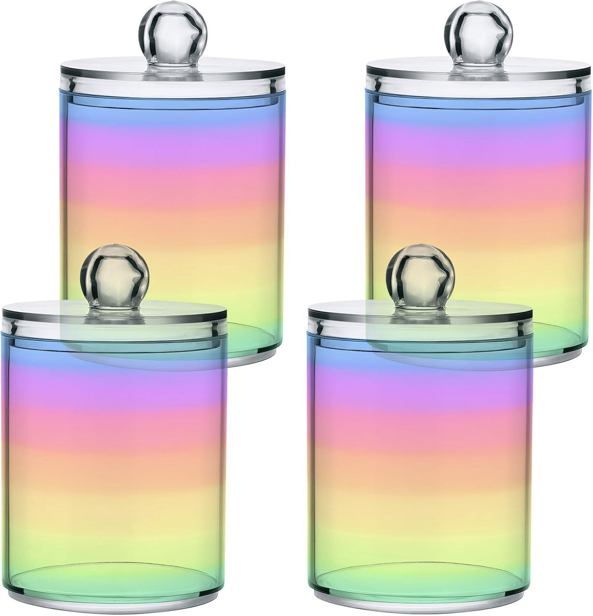 Rainbow Pastel 2PC Airtight Transparent Plastic Storage Jar Food Storage Container Plastic for Food Herbs Tea etc with Storage Lid easy to use and clean With lid Easy To Use