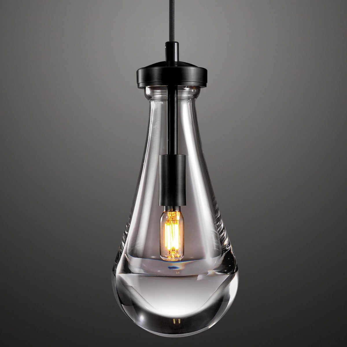 Modern Raindrop Pendant Lights, Pendant Lights for Kitchen Island, Black Brass Base Dining Room Light Fixtures, Interior Chandelier in The Living Room Hallway, Including Bulb