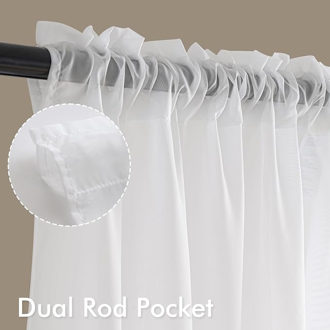 MIULEE White Sheer Curtains 105 Inches Long 4 Panels 42 x 105 Inches | Light - Image 3