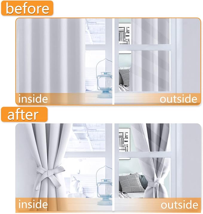 Blackout Curtains for Bedroom 70 x 84 Inches 2 Panels Greyish White | Room - Image 4