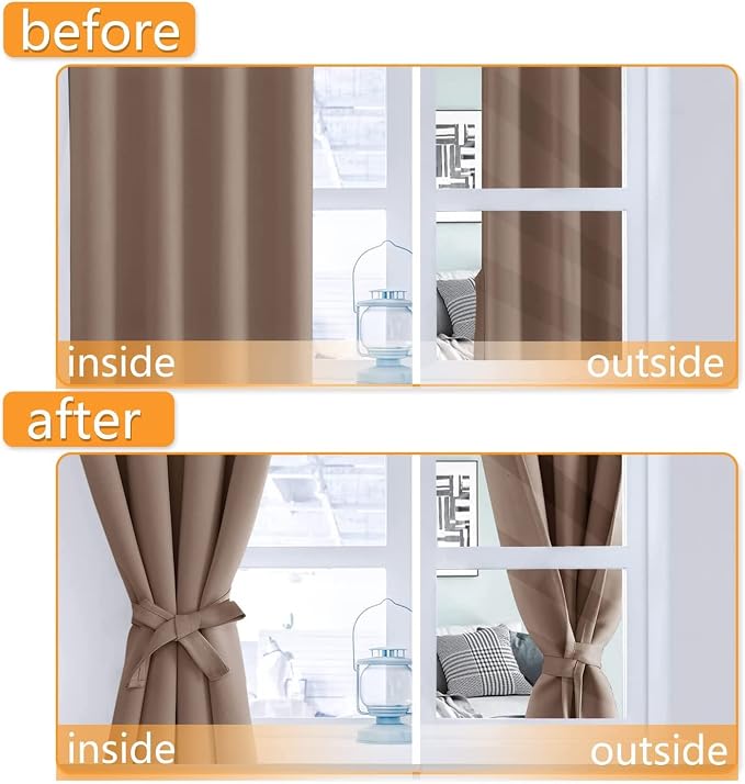 RV Blackout Curtains for Bedroom, 52 x 36 Inches Long, Cappuccino | Thermal - Image 4
