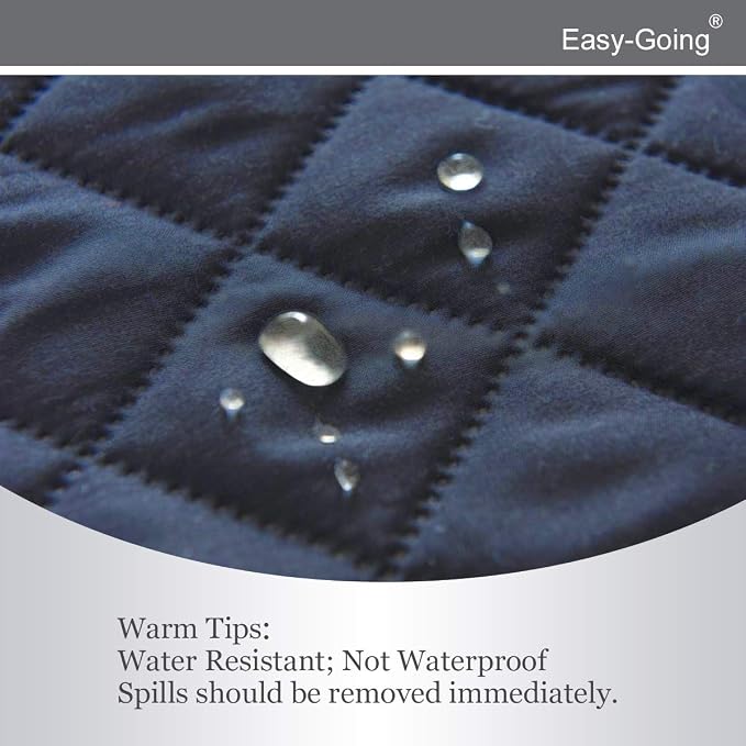 Easy-Going Reversible Couch Cover, Large Futon Sofa, Dark Blue/Light Blue | - Image 4