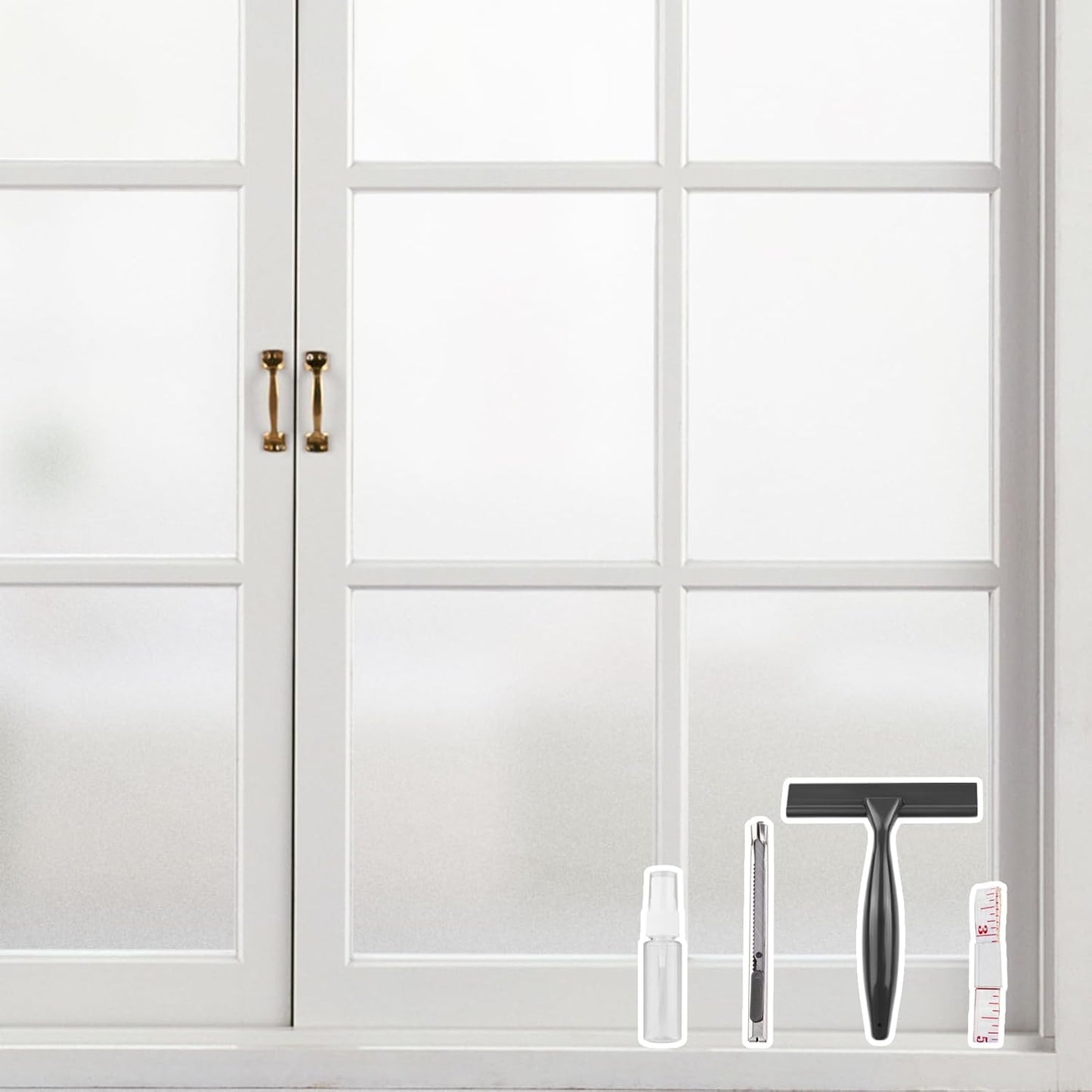 Kromapolis Window Privacy Film Frosted Glass Window Film, Heat Blocking Privacy Film for Glass Windows, Static Cling Non-Adhesive Frosting Window Stickers for Door Home (Frosted, 45.2 x 157.4 inch)