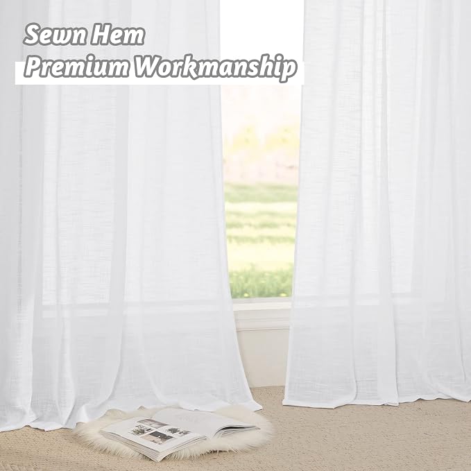RYB HOME Short Linen Sheer Curtains - Image 5