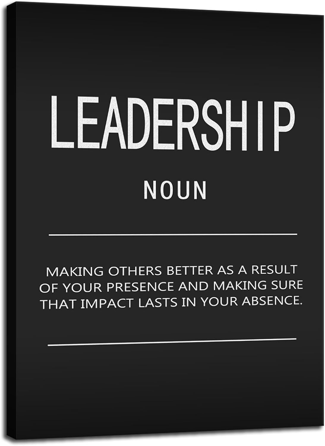Inspirational Canvas Painting Wall Art Success Quote Inspirational Wall Art Leadership Noun Black Poster Positive Motivational Framed Artwork Prints Picture for Home Office Living Room[30" W X 40" H]