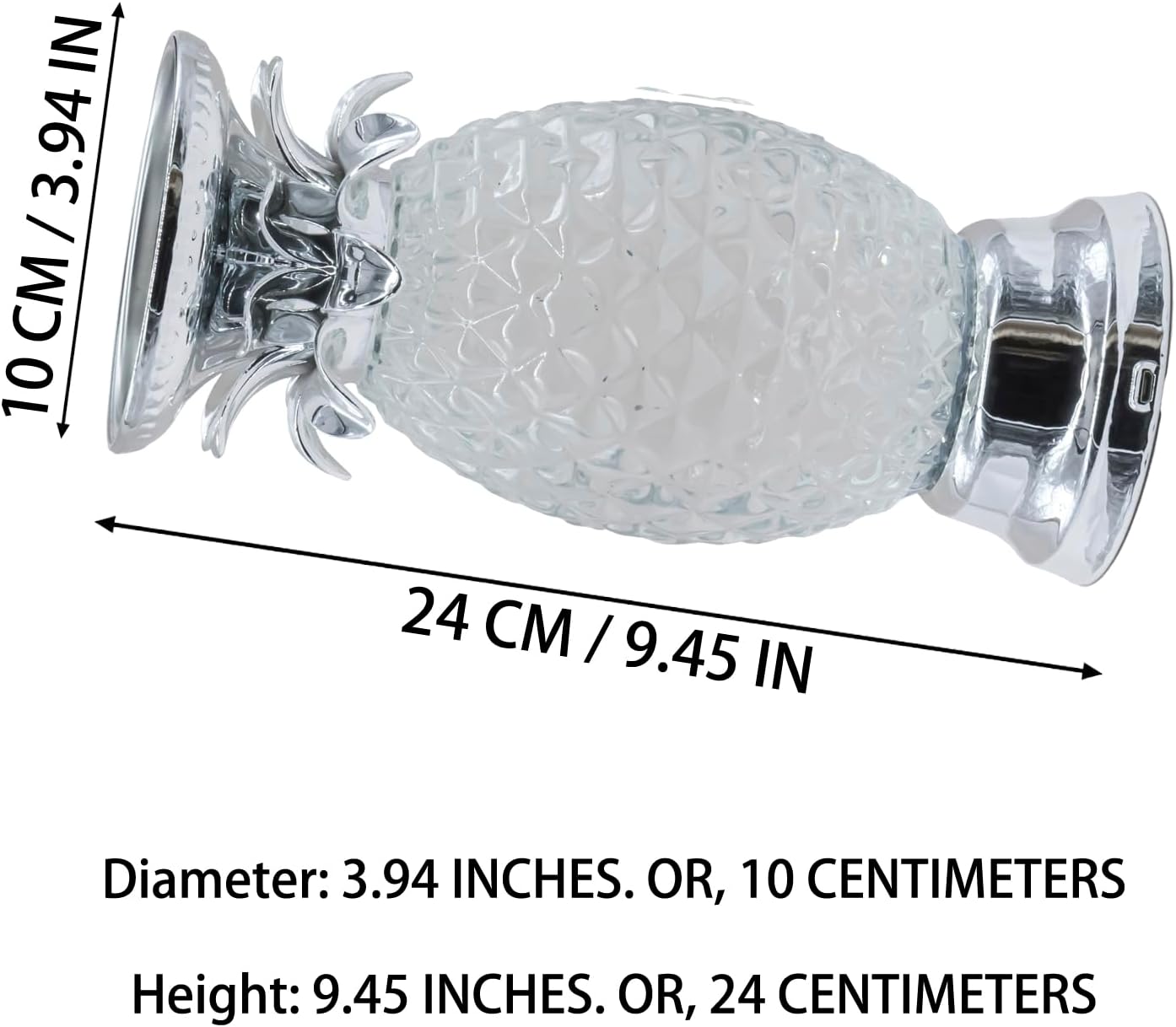 YAKii 9.5" Pineapple LED Color Changing Shine Lamp,Swirling Water Waves Lamp Kid Safe Battery/USB Cable Operated,Table Lamp Candle Holder Table Decoration Silver(Pack of 2)