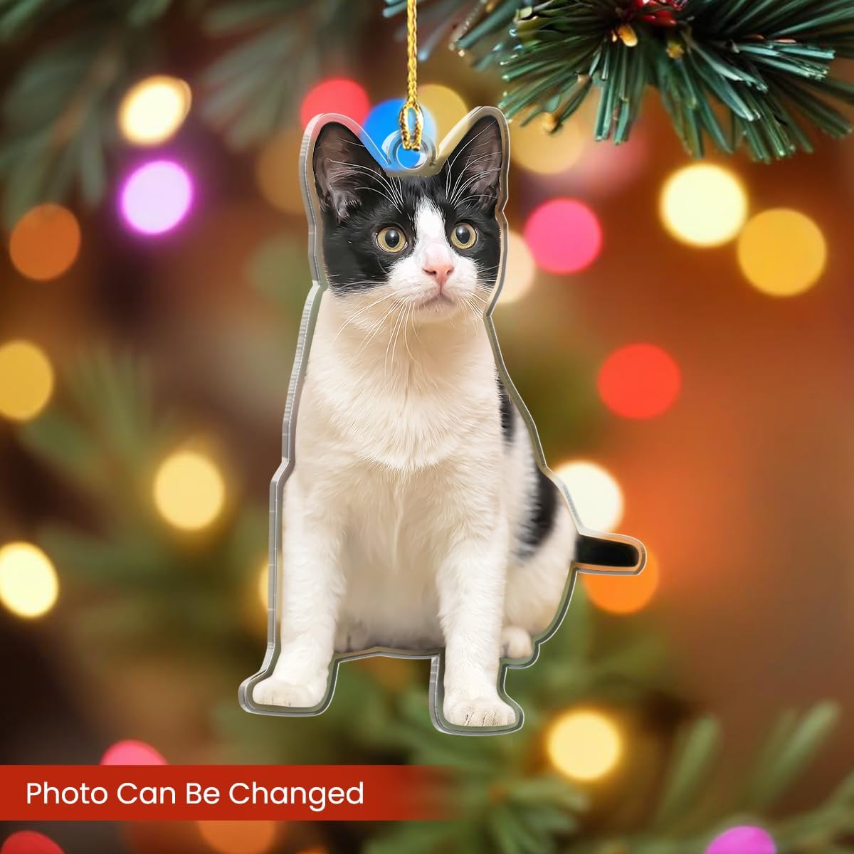 Personalized Acrylic Photo Ornament - Customized Christmas Tree Decor, Gift for Cat Lovers