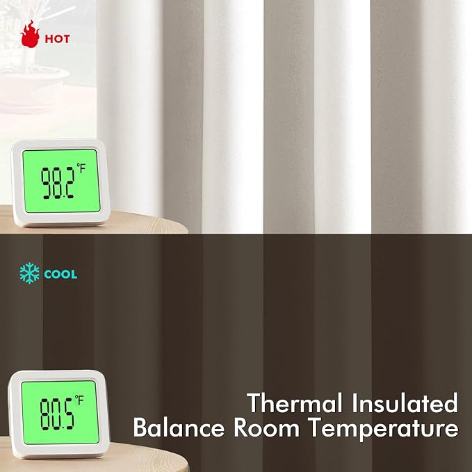 MIULEE Blackout Curtains for Bedroom 2 Panels 55 x 68 Inch Long Ivory | Thermal - Image 3