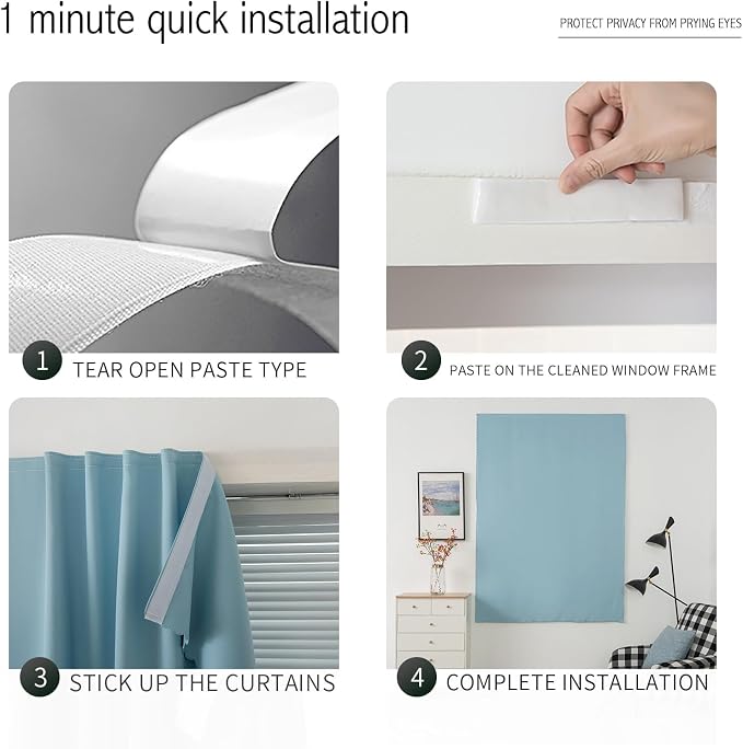 Portable Light Blocking Curtains Self-Stick Design, Removable Adhesive Window - Image 3