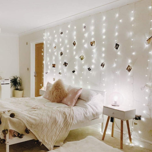 Lighting EVER Curtain Lights Cool White, 306 LED Plug in Hanging Fairy String Light for Bedroom Wall, Indoor Outdoor Backdrop Lighting for Wedding Party Patio (10x10ft, 18 Strings 6.9" Apart)
