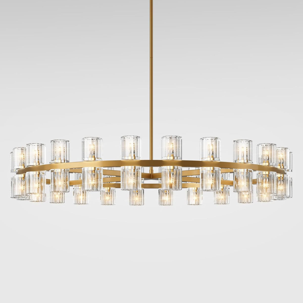 Modern 48 inch Gold Round Chandelier Light Fixture,Crystal Chandeliers for Dining Room,Living Room, Wagon Wheel Chandelier Over Table, Chandeliers for Bedroom,Foyer,G4 Bulbs Included