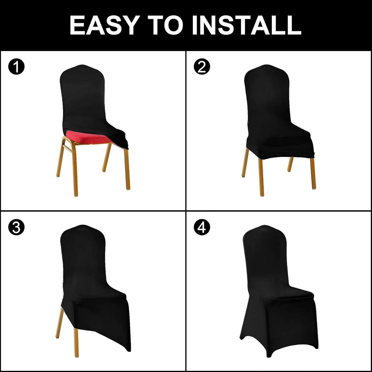 SUPERO Waterproof Spandex Chair Cover 12PCS, Stretch Dining Chair Covers, Polyester Outdoor Chair Covers, Protector Stretch Chair Cover for Party Universal, Banquet, Wedding Event, Hotel(Ivory)