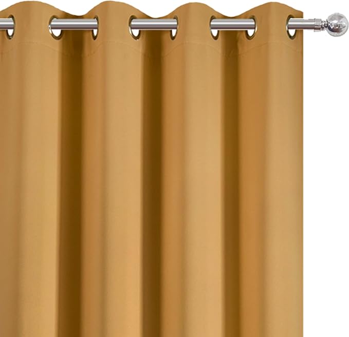 Blackout Curtains 52 x 84 inches Long Mustard Yellow Curtains Set of 2 Panels - Image 6