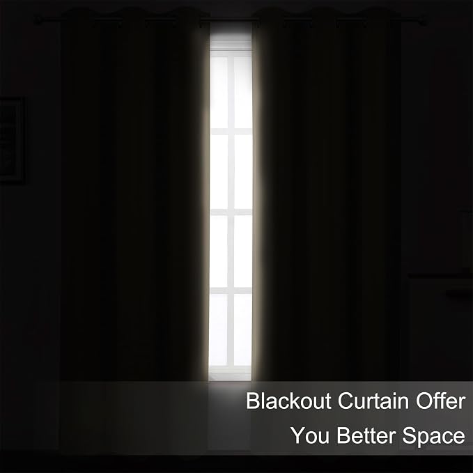 Khaki Blackout Curtains/38 x 54 Inch/Set of Two Panels Grommet Living Room - Image 3
