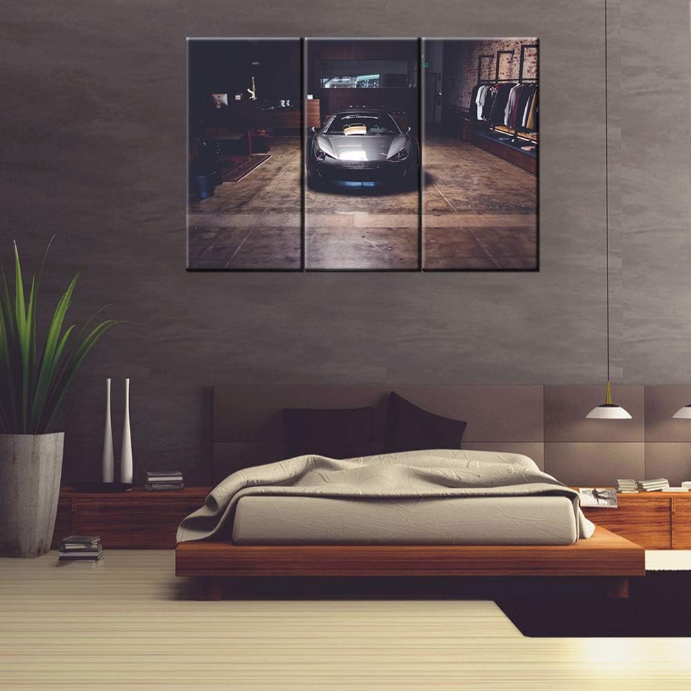 3 Piece Wall Art Wide Angle Shot of Sports Car Painting The Picture Print On Canvas Car Pictures for Home Decor Decoration Gift Piece Stretched by Wooden Frame,Ready to Hang - 40 x 20inch x 3 panels