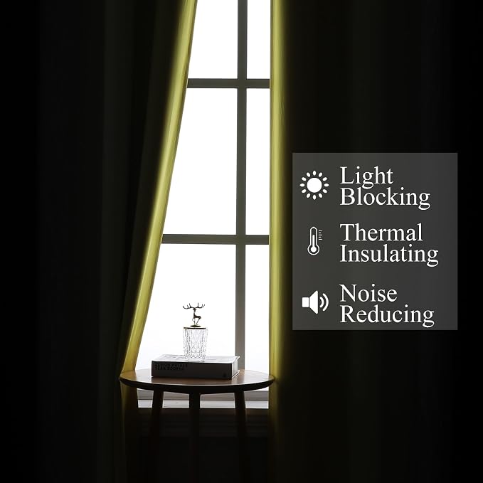 Black and Yellow Ombre Blackout Curtains 90 Inches Long | Room Darkening - Image 3