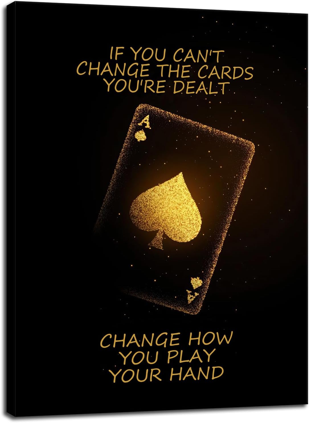 Poker Motivational Poster Ace of Spades Game Inspirational Wall Art Quotes Wall Decor for Living Room Bedroom Office Bathroom Canvas Print Artwork Framed Art Decoration Ready to Hang [18''Wx 24''H]