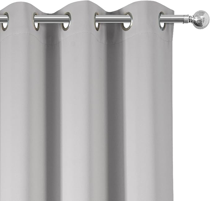 Blackout Curtains 66 x 72 Inch Long Light Grey Curtains Set of 2 Panels Room - Image 6