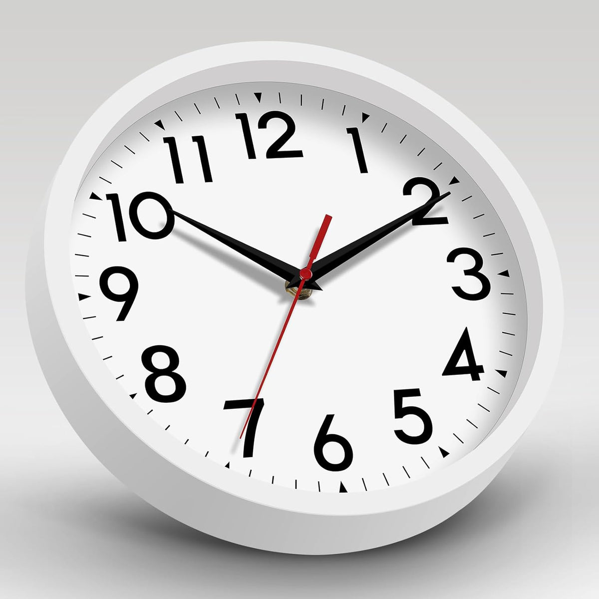 Wall Clock Modern Battery Operated 10 Inch Simpel Silent Non Ticking Analog Decorative for Kitchen Bathroom Bedroom Office Living Room School Classroom(White)