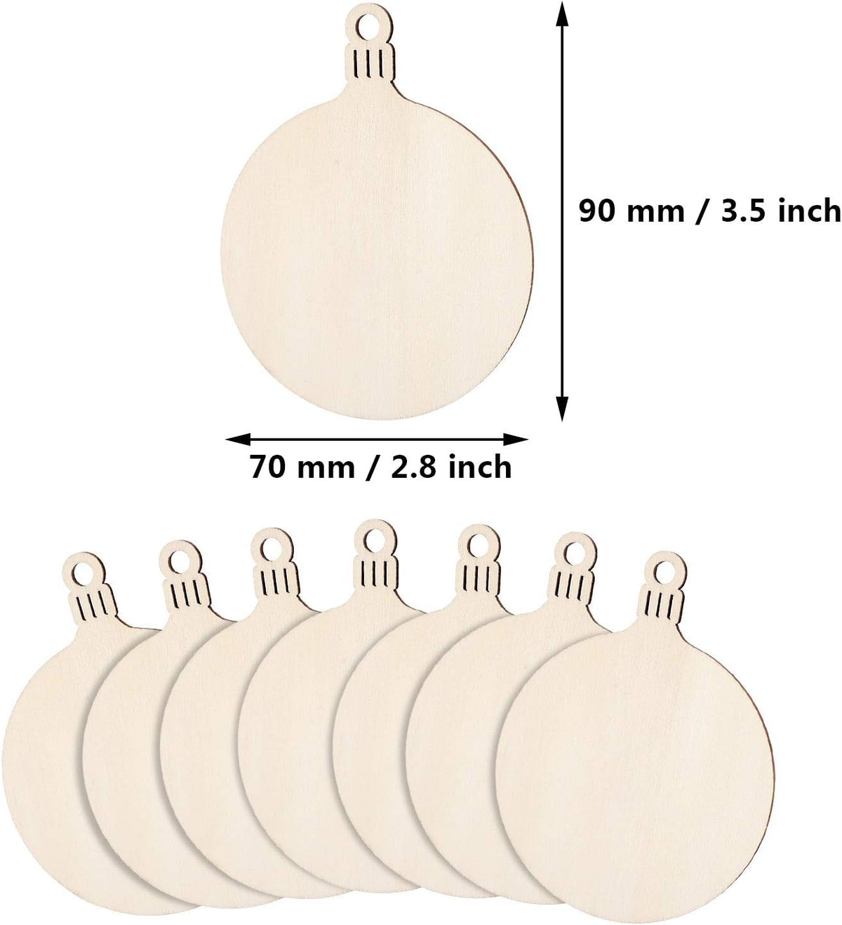Blulu 100 Pieces Christmas Wooden Ornaments Star Round Wood Slices Wood Snowflake Angel Shape Christmas Tree Hanging Embellishments with 100 Pieces Cords (Style 3)