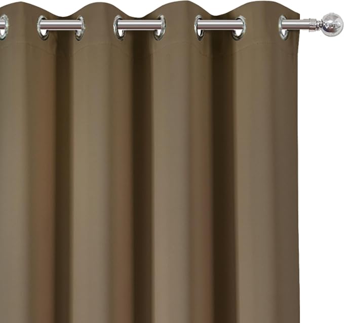 Brown Thermal Blackout Curtains/52 x 72 Inch/Set of 2 Panels Room Darkening - Image 6