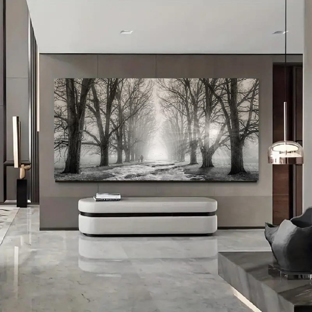 Bamdeya Wall Art Bedroom Black and White Wall Decor Forest Wall Pictures Tree Canvas Prints Art Landscape Painting Modern Artwork For Wall Art Living Room Kitchen Office Decor Home Decorations