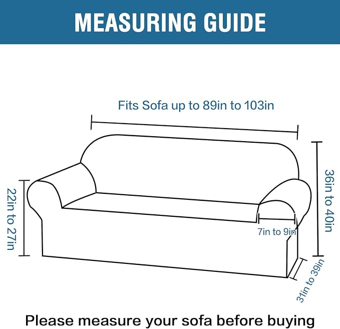H.VERSAILTEX Stretch Oversized Couch Cover 1 Piece Sofa Slipcovers - Image 2
