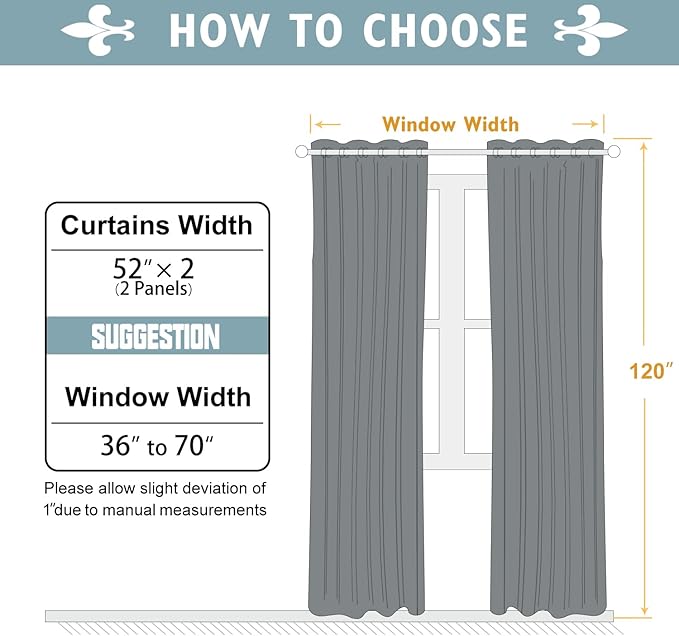 ChrisDowa Blackout Curtains for Bedroom and Living Room 120 Inches Long | 2 - Image 5