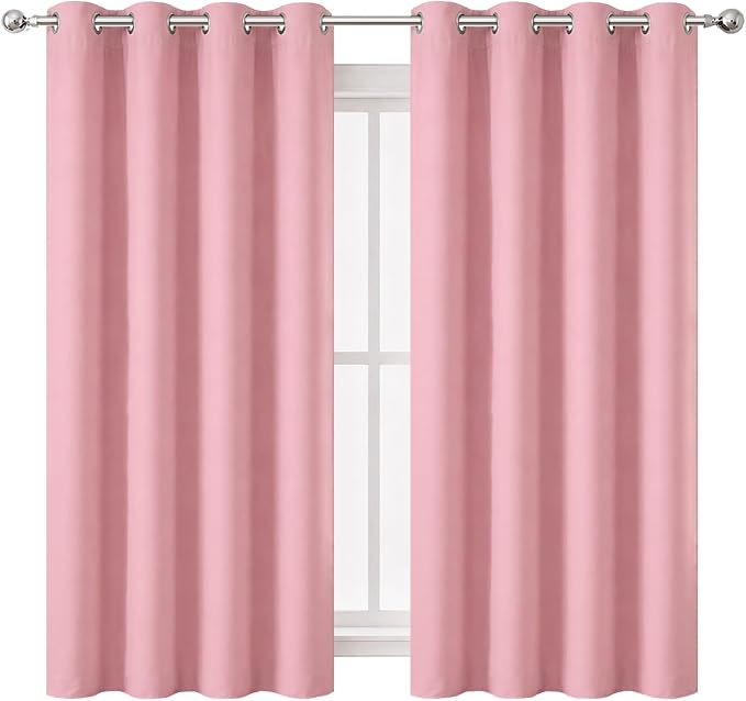 Pink Blackout Curtains 66 x 63 Inch Length/Set of 2 Curtain Panels/Thermal - Image 2
