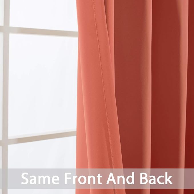 Yakamok Room Darkening Curtains 52x84 inch Length Coral Orange-Living Room | 2 - Image 7