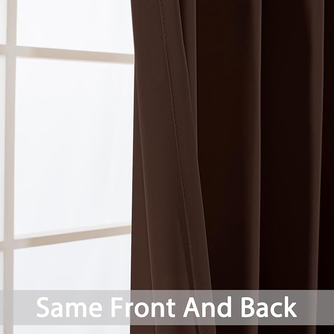 Yakamok Room Darkening Curtains 62x96 inch Long Chocolate Brown-Bedroom | 2 - Image 6