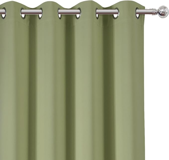 Blackout Curtains 66 x 95 inch/Sage Green Curtains Set of 2 Panels/Thermal - Image 6