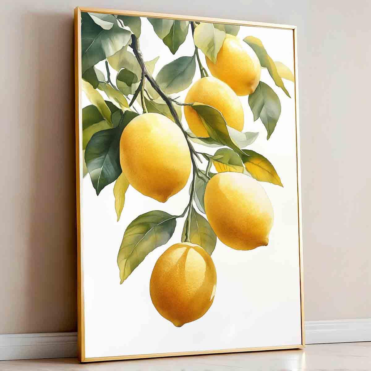 Lemon Tree Canvas Wall Art Vintage Lemons Painting Lemon Branch Wall Art Rustic Fruit Pictures Fruit Market Print Vintage Citrus picture Still Life Painting Living Room Decor 16x24inch No Frame