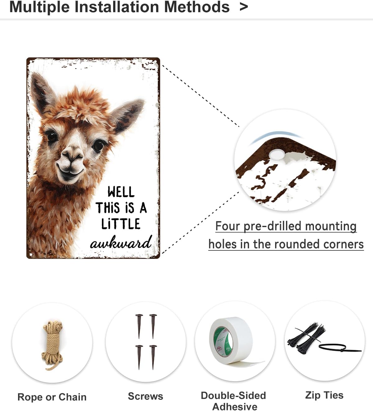 ALKB Funny Alpaca Metal Signs Farmhouse Bathroom Wall Decor Alpaca Lovers Gift 8 x 12 Inch