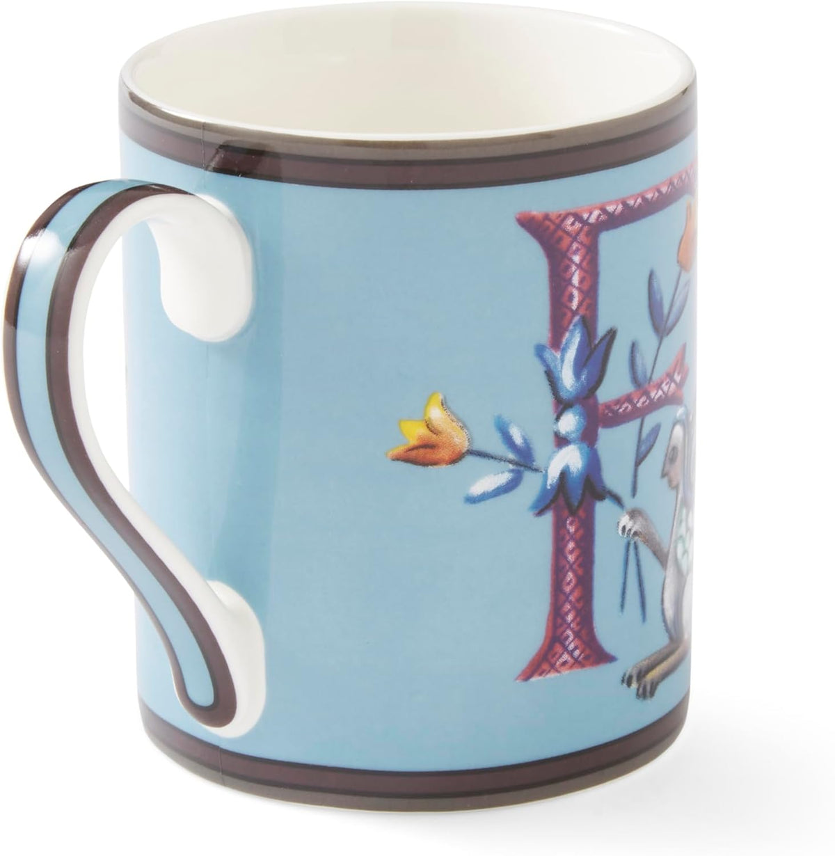 Spode Kit Kemp 12oz Mug, F Initial - Fine China Coffee Cup with Floral Alphabet Design, Custom Letter Mug for Unique Gift Giving - Personalized Kitchen Drinkware, Dishwasher Safe & Stylish