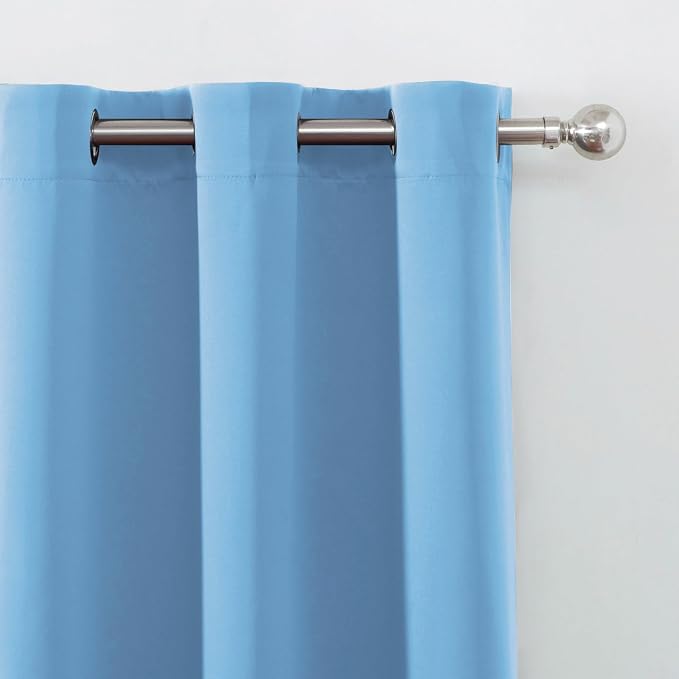 Sky Blue Blackout Curtains 42 x 54 Inch Length Set of 2 Panels Grommet Bedroom - Image 7