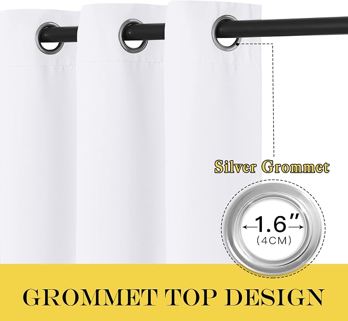 NICETOWN 50% Blackout White Living Room Curtain 108 inches Long - Image 2