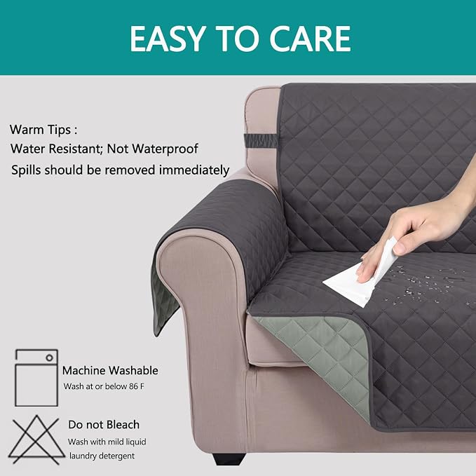 U-NICE HOME Reversible Sofa Cover or Dogs, Dark Grey/Light Grey | 68''Couch - Image 5