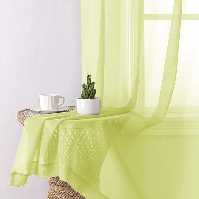 Lemon Sheer Curtains 90 Inches Long 2 Panels, Solid Voile Privacy Airy Home - Image 7