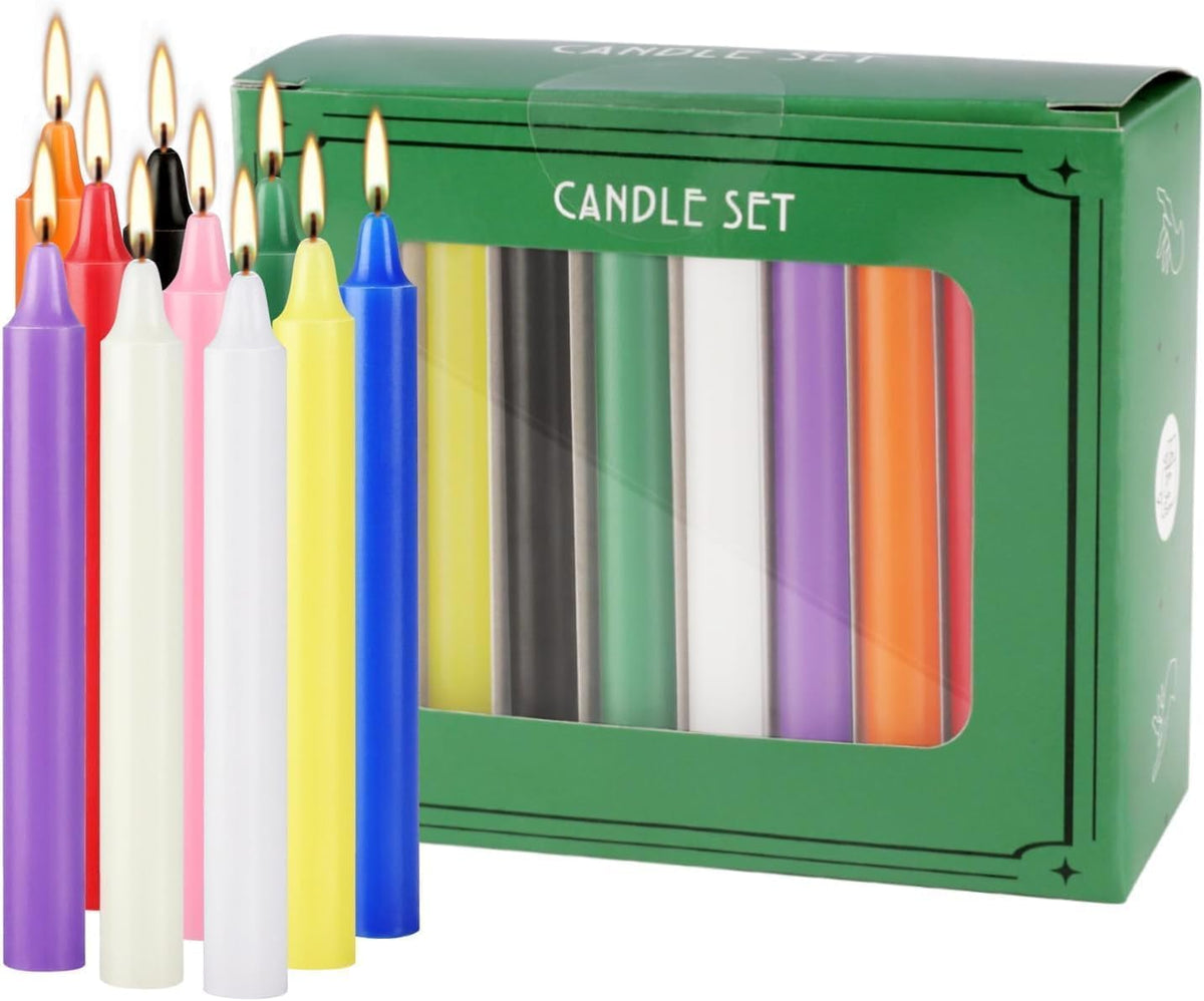 40 Pack Assorted Color Spell Chime Candles, 4 Inch Mini Taper Candles for for Home Decor Kitchen Decor Wedding Decoration-10 Colours