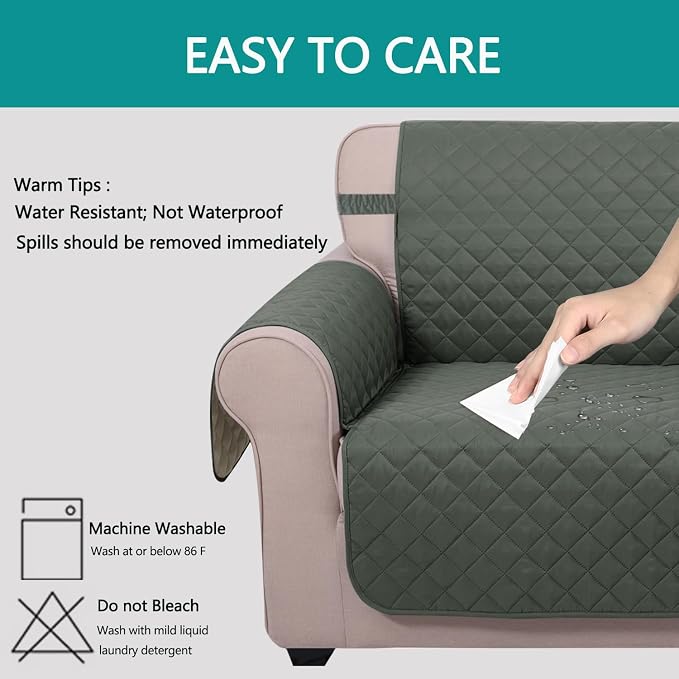 U-NICE HOME Reversible Recliner Chair Covers, Pet Friendly, Elastic Straps - Image 5