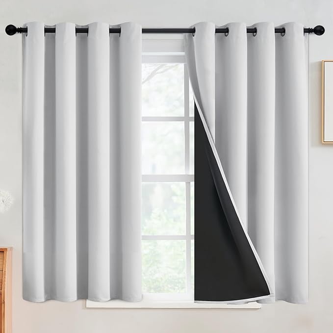 SimpleHome White 100% Blackout Curtains Room Darkening Living Room 54 Inch | by SimpleHome