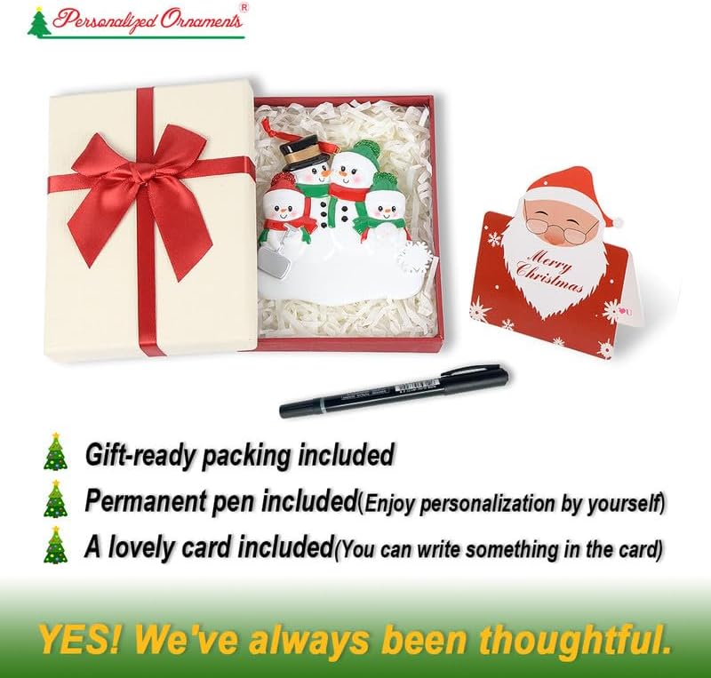 Personalized Bear Family Christmas Ornament 2024, Family of 5 Bear with Gift Box Ornaments for Christmas Tree, Personalized Bear Christmas Ornament, Unique Handmade Teddy Bear Christmas Ornament